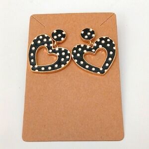 Black and Gold Heart Earrings